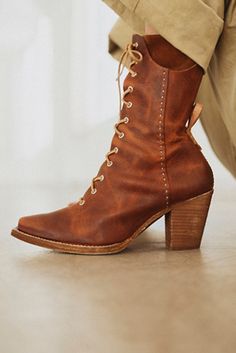 Free People Boots, Boots Fall, Tall Boots, Boho Clothing, Stacked Heel, Lace Up Boots, Boho Outfits, Wedge Boot, Women's Shoes