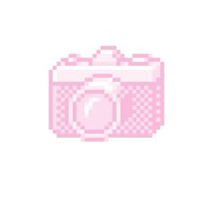 a pink camera pixelated in pixels on a white background