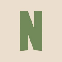 the letter n is made up of two green rectangles on a beige background