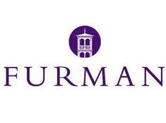 the logo for furman's is shown in purple and white letters on a white background