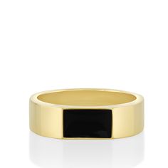 Featuring a geometric shank & black enamel, the Elton is perfect for someone looking for an out of the ordinary wedding band or statement piece. Add a touch of secret sentiment by burnishing your partner’s birthstone to the inside of the band. This piece is part of our latest Men's Capsule, shop the collection here. This band is resizable within one size after purchase. Love Lasts Forever, Mens Wedding Bands Black, 14k Gold Wedding Band, Black Wedding Band, Rose Gold White, Mens Band, Enamel Jewelry, Gold Wedding Band, Mens Wedding Bands