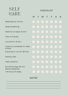 the self care checklist is shown on a gray background with white circles and dots