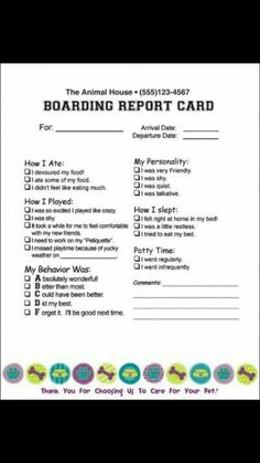 the animal house boarding report card