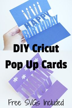 diy cricut pop up cards with the words happy birthday on them