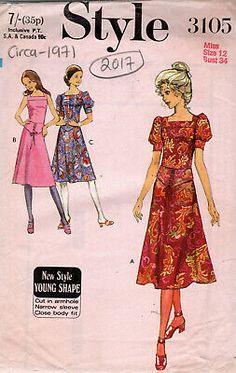 a women's dress pattern from the 1960s