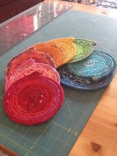 the rugs are laid out on the cutting board