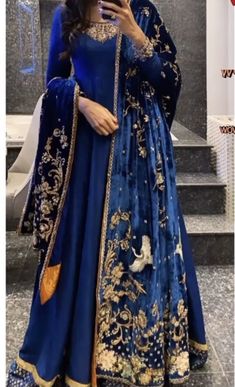 Blue Pakistani Bridal Dress, Blue Pakistani Dress, Winter Party Dresses, Egyptian Blue, Pakistani Bridal Dress, Baby Summer Dresses, Dresses Gold, Asian Wedding Dress, Pakistani Couture