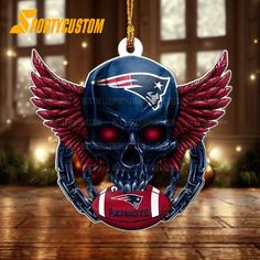 the new england football team skull ornament