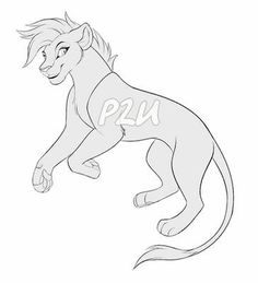 a drawing of a lion jumping up and down with the word pn on it