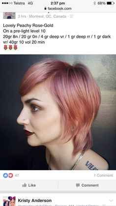 Rose Gold Formula, Aveda Formulas, Haircolor Formulas, Color Formulations, Aveda Hair Color, Funky Colors, Hair Colouring, Aveda Hair, Color Formulas