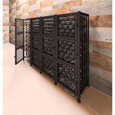 the wine rack is made out of metal and has multiple compartments for bottles to store them