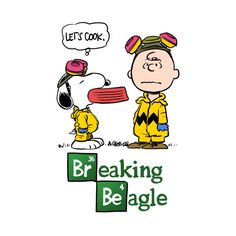 a charlie brown cartoon with the words'breaking beagle'written in green and white