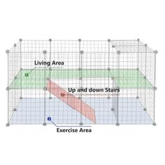 the diagram shows how to set up an exercise area in a small animal enclosure with dividers