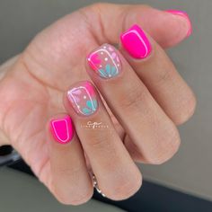 Vibrant Florals, Summer Gel Nails, Short Gel Nails, Manicure Gel, Summery Nails, Nail Sets, Cute Gel Nails, Easter Nails, Get Nails