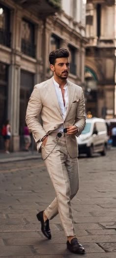 Linen Beige Suit for Men 2 Piece Suit for Party Wear Prom - Etsy Beige Suits For Men, Linen Suit Men, Outfit Herren, Khaki Suits, Khaki Suit, Tan Suit, Beige Suits