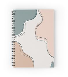 a spiral notebook with an abstract design on the front and back cover, in pastel tones