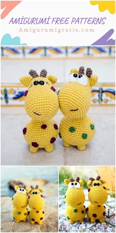 two crocheted giraffes sitting next to each other