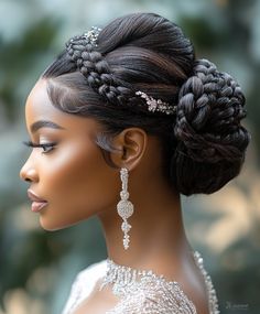 👱 Braided Bun Bridal Hair Glamorous Braids Updo Hairstyle Hair Updo Black Women, Bun Bridal Hair, Updo Black Women, Braids Updo, Updo Hairstyle, Braided Hairstyles Updo, Braided Bun