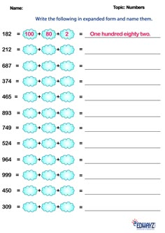 the worksheet for rounding numbers to 10 and counting them in order from one hundred