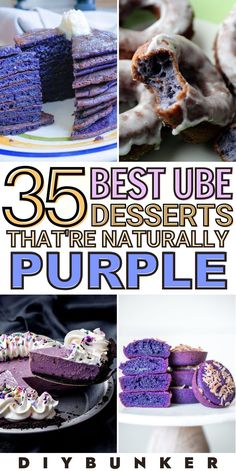 purple desserts with text overlay that reads, best ube desserts that are naturally purple