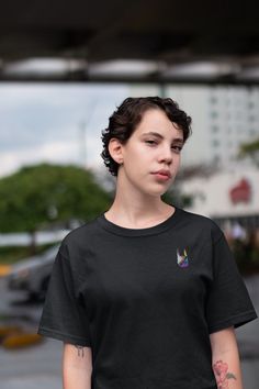 Pride flag rock hand shirt | support queer woman owned small business | $22 on Etsy My Therapist, Too Real, Classy Fits, Rock Hand, Androgynous Fashion