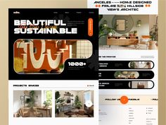 an image of a website design for interior decorating company, beautiful sustenable