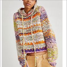 Multicolored C02152228cxs Line Through Name To Prevent Store Returns. White Knit Hoodie For Spring, Multicolor Fall Hoodie With Ribbed Cuffs, Multicolor Hoodie With Ribbed Cuffs For Fall, Multicolor Hoodie Sweater For Fall, Free People Winter, Winter Bright, Essential Hoodie, Fox Sweater, Free People Cardigan