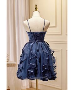 Get 10% off now! Buy navy blue ruffled tulle short hoco dress corset top with straps at cheap price online. Free stable shipping and pro custom service since 2009. Blue Ruffled Mini Dress For Homecoming, Blue Ruffled Corset Dress For Summer, Blue Corset Dress With Spaghetti Straps For Party, Blue Corset Dress With Corset Back For Prom, Blue Corset Back Dress For Homecoming, Blue Ruffled Mini Dress For Prom, Blue Ruffled Corset Dress For Party, Blue Overbust Corset For Party, Blue Corset Dress For Prom In Summer