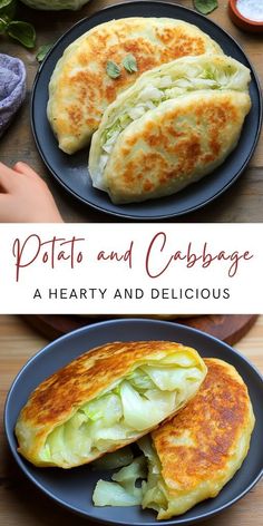 two plates with food on them and the title reads pats and cabbage, a hearty and delicious