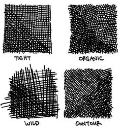 four black and white squares with the words organic, wild, and contour written on them