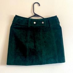 A Suede Emerald Green Mini Skirt From Zara. The Skirt Had A Removable Belt. Never Worn And Now Doesn’t Fit Anymore. This Would Fit Someone Who Typically Wears A Size 26 In Bottoms. Zara Denim Skirt, Zara Mini Skirt, Zara Basics, Ruffled Mini Skirt, Box Pleat Skirt, Green Mini Skirt, Zara Mini, Ruffle Mini Skirt, Wrap Mini Skirt