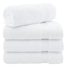 three white towels stacked on top of each other