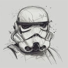 a drawing of a storm trooper helmet