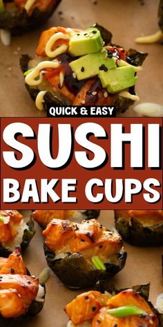 sushi bake cups with text overlay