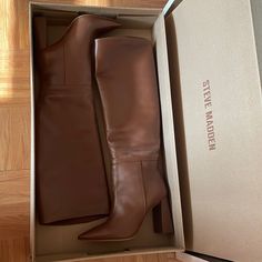 Brown Heel Boots Outfit, Womens Fall Fashion 2024 Trends, Fall Boots 2024, Tall Fall Boots, Fall Boots Tall, Steve Madden Knee High Boots, Boots With Dresses, Brown Thigh High Boots, Long Brown Boots