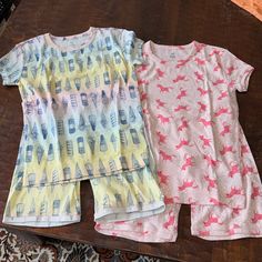 Gap Pajamas Ice Cream (Blue:Yellow)Shorts And Short Sleeve Top And Unicorn (Dark Pink/Light Pink) Shorts And Short Sleeve Top. Both Sets Included. Never Worn! No Tags. Cute Multicolor Sleepwear For Loungewear, Cute Multicolor Sleepwear For Sleepovers, Pink Sleepwear For Summer Playtime, Cute Multicolor Short Sleeve Sleepwear, Casual Pink Short Set For Sleep, Gap Cotton Sleepwear For Pajama Party, Gap Cotton Summer Sets, Multicolor Short Sleeve Sleepwear For Pajama Party, Multicolor Short Sleeve Bedtime Top