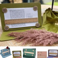 several different types of purses with rulers on them