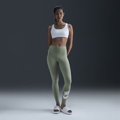 More durable, less sheer and twice as stretchy as our previous Essentials leggings: We've remixed a wardrobe staple. Designed to support you from one task to the next, our Classics lifestyle leggings feel thick but still lightweight, and peachy-soft but still strong. In two words, they're better. Essentials Leggings, Graphic Leggings, Women Lifestyle, Nike Sportswear, Polyester Spandex, Wardrobe Staples, Jade, The Next, High Waisted