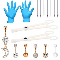 PRICES MAY VARY. MATERIAL: 316L Medical Stainless Steel for all piercing needles and body jewelry; Two Piercing Clamps or Forceps come in sealed individual pack, new and unused. For disposable use only. VALUE PACKAGES: 16PCS piercing kit needles and clamps contain everything you need for DIY piercing. The body piercing kit can be used for piercing Belly, Navel. BODY PIERCING JEWELRY SET: 6pcs belly button rings(14gauge=1.6mm); Bar length:10mm=3/8inch; 1pc rose gold long dangle belly ring,4pcs ro Body Piercing Kit, Piercing Needles, Gold Belly Button Rings, Piercing Kit, Second Piercing, Dangle Belly Rings, Navel Piercing, Belly Piercing, Belly Button Piercing