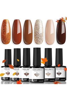 Amazon.com : Fall nail colors French Manicure Gel, Christmas Nails Diy, Quick Dry Nail Polish, Fall Nail Polish, Brown Glitter, Gold Glitter Nails