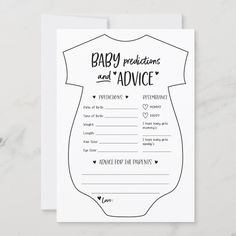 baby dedication and advice card with an image of a shirt on it