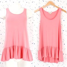 Color: Rose Pink Nwot Boutique Item 95% Rayon 5% Spandex Casual Solid Knit Tank Top Ruffle, Peplum Detail Hem Scoop Neck Soft & Stretchy Spring, Summer Approximate Measurements (Flat Lay): Bust: M-17 / L-18 Length: 29-30 * Color May Vary Due To Screen Display Setting. * Same Or Next Business Day Shipping #1211-511 Red Camisole, Tan Tank Top, Rose Pink Color, Peplum Tank Top, Lace Halter Top, Lacey Tops, White Cami, Lace Peplum, Spaghetti Strap Tank Top