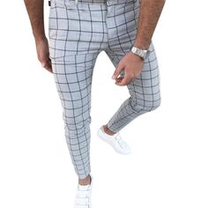 2021 Spring Summer Vintage Men's Plaid Pencil Pants Casual Formal Skinny Trousers Office Wedding Business Trousers Plus Size aidase-shop Black Slim Fit Trousers, Beige Hose, Mens Trousers Casual, Plaid Dress Pants, Slim Fit Dress Pants, Stretch Dress Pants, Streetwear Clothes, Long Trousers, Mens Dress Pants