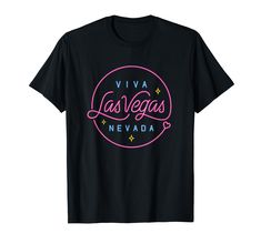 a black t - shirt with pink lettering that says las vegas nevada