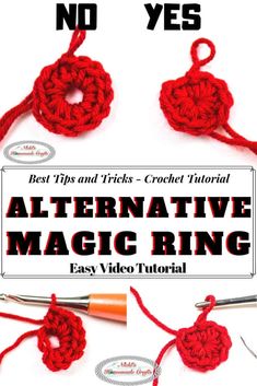 crochet instructions to make an alternative magic ring for beginners and knitters