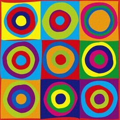 a colorful square with circles on it