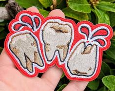 MilkyTomato - Etsy Aesthetic Teeth, Making Patches, Painted Patches, Jean Patches, Felt Patches, Teeth Art, Jeans Backpack, Felt Patch