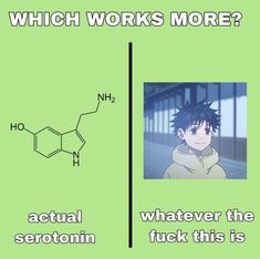 anime meme with the caption which works more? actual what ever the serotin