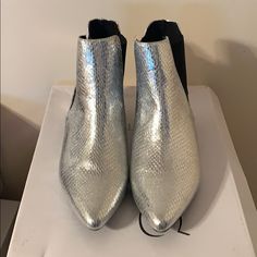 Never Worn Boots Booties, Bootie Boots, Ankle Boots, Topshop, Size 6, Women Shoes, Boots, Silver, Women Shopping