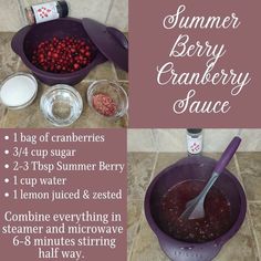 the ingredients for cranberry sauce are shown here